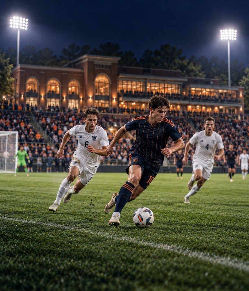 New Jersey's number ten drives at goal under the NEXUS floodlights